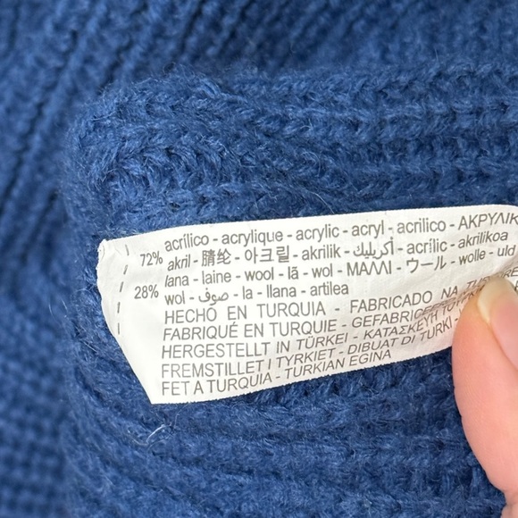 ZARA Wool Blend Sweater Size Medium Blue Tunic Length Knit - Picture 6 of 8